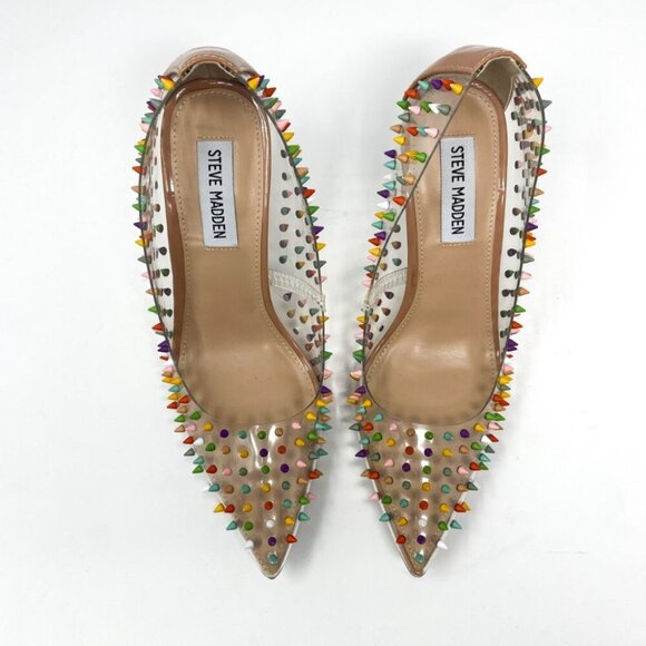 Steve Madden Vala Luiza Multi Color Rainbow Spike Pump Heel Size 6.5 - Picture 6 of 9